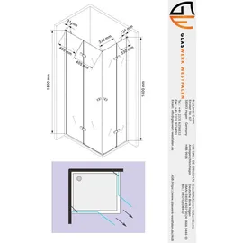 Buylando Eck-Duschkabine mit Pendeltür 75 x 180 cm Klarglas