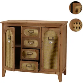 Mendler Apothekerkommode 80 x 91 x 40 cm Vintage Rattanoptik / Beige