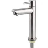 Gebürsteter Edelstahl Single Kaltwasserhahn Waschbecken Wasserhahn Wasserhahn Badezimmerzubehör für Zuhause Küche Badezimmer (Single Flat