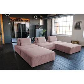 KAWOLA Modulsofa Cord 5-Sitzer Rosa