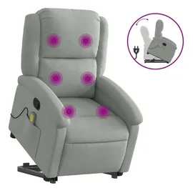 vidaXL Massagesessel mit Aufstehhilfe Hellgrau Samt