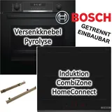 Bosch HERDSET BOSCH Einbau-Backofen PYROLYSE Teleskopauszug + Induktionskochfeld autark 60cm