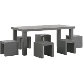 Beliani Gartentisch Set Beton Grau 6-Sitzer TARANTO