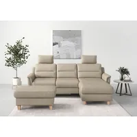 sit&more Ecksofa »Farö L-Form«, inklusive Federkern, wahlweise mit Bettfunktion und Bettkasten, beige