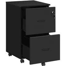 VASAGLE Rollcontainer mit Schloss und Schubladen, abschließbarer Aktenschrank mit Verstellbarer Hängeregistratur, schwarz LCD27BKV1