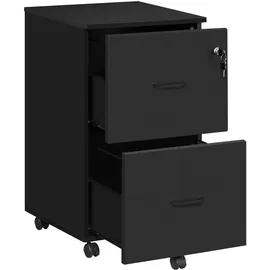 VASAGLE Rollcontainer mit Schloss und Schubladen, abschließbarer Aktenschrank mit Verstellbarer Hängeregistratur, schwarz LCD27BKV1