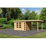 Karibu Gartenhaus Kerko 5 mit 280 cm Schleppdach - 19 mm-302 x 246 cm-naturbelassen