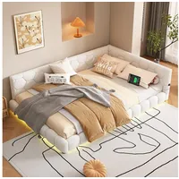 HAUSS SPOLE Schlafsofa 140*200cm mit Umgebungslicht, USB-Anschluss, Ohne Matratze Weiß, Tagesbett für Schlafzimmer, Kinderzimmer weiß