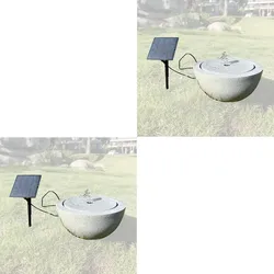 2x Solarbrunnen Garten Kunstharz Steinschale Ø 26 cm Divit RI58 grau