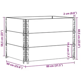 vidaXL Paletten-Aufsatzrahmen 3 Stk. Braun 80x60 cm Massivholz Kiefer