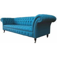 JVmoebel Chesterfield-Sofa, Chesterfield Sofa Wohnzimmer Couch Sofas Klassisch Design blau