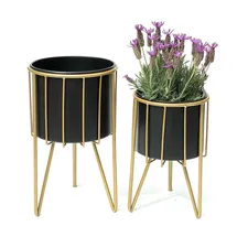 DanDiBo Ambiente Blumenhocker 2er Set Rund 96039 40 x 40 cm Gold Schwarz