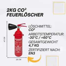 Sensorit Feuerlöscher 2KGCO2 Kohlendioxid