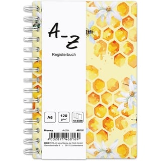 RNK RNKVERLAG 46816 - Notizbuch mit Register A-Z Honey in DIN A6 mit 48 Blatt 120 g/m2, 1 Stück