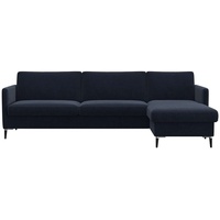 FLEXLUX Ecksofa »Fiore, super Sitzkomfort durch Kaltschaum im Sitz, L-Form«, schmale Armlehnen, Füße Alu+schwarz blau