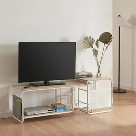 [en.casa] Dyrøy Fernsehtisch 2-tlg. Lowboard 0 cm Weiß/Eiche Holz