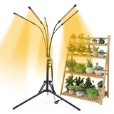 DCSYOG Pflanzenlampe 5-Köpfe LED Vollspektrum 100 LEDs Grow Lampe Pflanzenleuchte Pflanzenlicht mit Ständer Pflanzen 3 Farbmodi LED Wachstumslampe für Pflanzen mit 4 8 12H Zeitschaltuhr