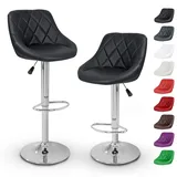 Tresko - 2er Set Barhocker Barstuhl Tresenhocker Küchenhocker Hocker Loungesessel 2x Weinrot