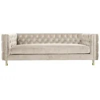 Xlmoebel Chesterfield-Sofa Neu XXL Chesterfield Sofa aus Samt in Beige für 4 Personen in großem, 1 Teile, Hergestellt in Europa beige