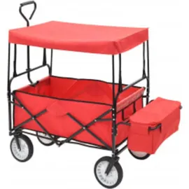 vidaXL Klappbarer Handwagen mit Sonnendach rot