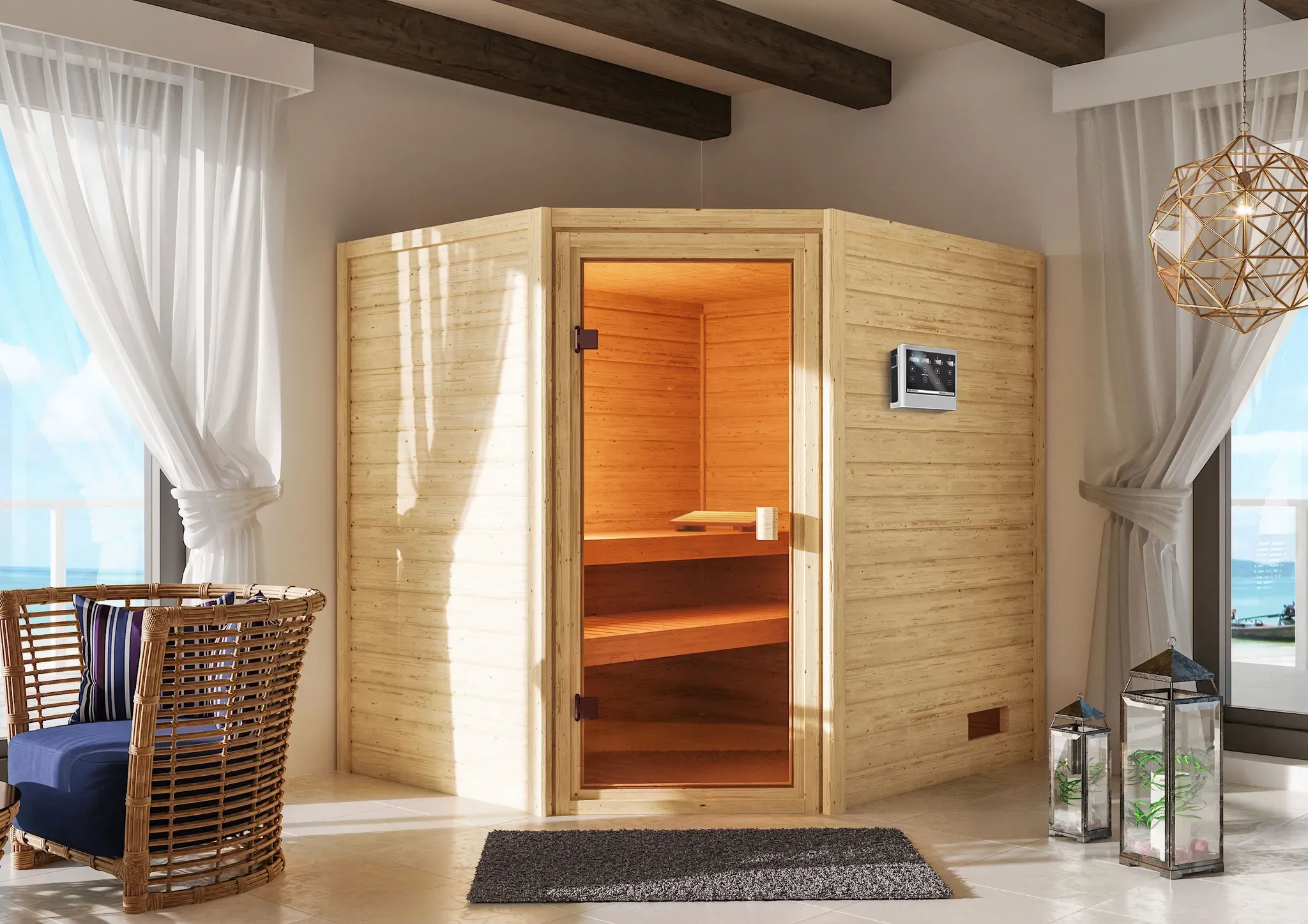 welltime Sauna »Trixi«, besonders stabile nordische Fichte, für bis zu 3 Personen welltime naturbelassen