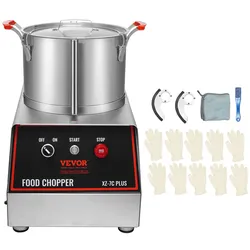 VEVOR Gemüseschneider Elektrischer Obstschneider 750 W, Gemüse Schneiden 7,71 L Edelstahl Multischneider für Obst und Gemüse, Hotels, Salatläden, Snackbars Küchengeräte Maschinen mit Druckknöpfen