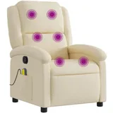 vidaXL Massagesessel 47 x 99,5 x 47 cm Creme Polyester mit Fernbedienung