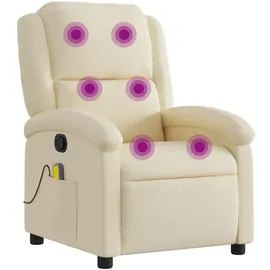 vidaXL Massagesessel 47 x 99,5 x 47 cm Creme Polyester mit Fernbedienung