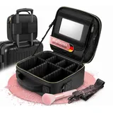 Eleani Kosmetiktasche mit Spiegel (normal & Vergrößerung) – Make Up Tasche mit Spiegel – Schminktasche mit Spiegel – Kosmetikkoffer mit Spiegel - Kosmetikkoffer Damen