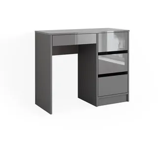 Vicco Schminktisch Sherry Grau Hochglanz, 90 x 75 cm, Schubladen, Frisiertisch