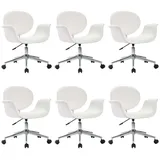 vidaXL Drehbare Esszimmerstühle 6 Stk. Weiß Kunstleder