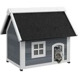 PawHut Katzenhaus Outdoor Katzenhöhle 77 x 57,5 x 68 cm Grau/Schwarz
