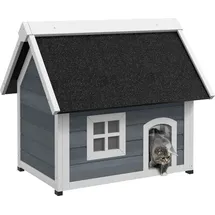PawHut Katzenhaus Outdoor Katzenhöhle 77 x 57,5 x 68 cm Grau/Schwarz