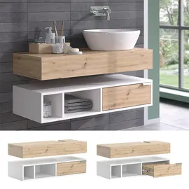 Vicco Waschbeckenunterschrank Henri Weiß Artisan, 100 x 15 cm mit Schublade