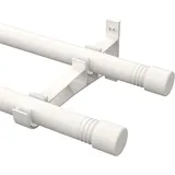 Gardinenstangen Innenlauf 2-Läufig aus Edelstahl, 76-157cm Gardinenstangen Verstellbare mit Kappenknäufen und Halterungen - Dekorative Fenster für Wohnzimmer Schlafzimmer Fenster/Weiß