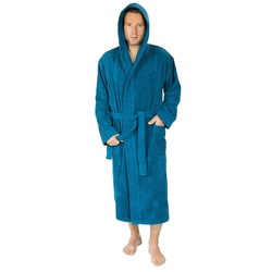 Wewo fashion Bademantel Saunamantel Unisex mit Kapuze, großzügige Kapuze, Bindegürtel, zwei aufgesetzte Seitentaschen, mit Bindegürtel, aus 100% Baumwolle, Walkfrottier, Länge ca. 125cm, kuschelig weich blau S (36/38)bodywear-online