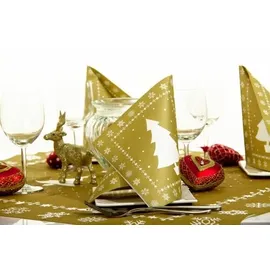 sovie HOME Serviette White Tree in Gold aus Linclass® Airlaid, 40 x 40 cm, 12 Stück