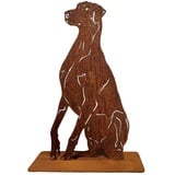 Terma Stahldesign Rost Hund Dobermann Lebensgroß Handmade Germany tolle Gartendeko aus Metall Figur deko Geschenk Rostfigur Garten deko Gartenfigur, hundegrab deko