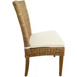 Esszimmer Stuhl Rattanstuhl nachhaltig Cardine cappuccino mit Sitzkissen