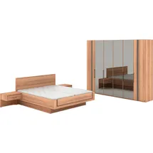 Musterring Schlafzimmer-Set "Sorrent, Kleiderschrank, Bett & Nachtkommoden, teilmassiv Eiche", braun, Schrank 300cm Breit / 236cm Hoch + ohne Matratze, B/H: 180cm x 200cm, Schrank 300cm Breit / 236cm Hoch, Glas, Hartfaserplatte, Holz teilmassiv, Holzwerkstoff,