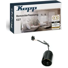 Kopp 214615007 Renovierfassung E27, mit Lüsterklemme und Zugentlastung, Farbe: schwarz - 10 Stück