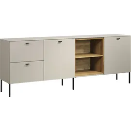 PLACES OF STYLE Lowboard PLACES OF STYLE "San Pedro", kaschmir und eiche, B:200cm H:75cm T:40cm, FSC-zertifizierter Holzwerkstoff, Metall, Sideboards, Lowboard, TV-Lowboard mit Türen, Schubkasten & Soft-Close - (B/T/H) 200/40/75 cm