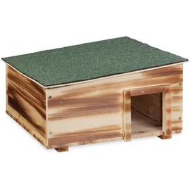 Relaxdays Igelhaus, braun Holz, Kunststoff, 40x21.5x40 cm, Gartenzubehör, Gartendeko
