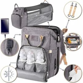 all Kids United Baby Wickelrucksack mit Kinderbett - Grau,