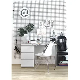 Forte Net 106 Schreibtisch mit 3 Schubladen, Holzwerkstoff, weiß matt, B x H x T: 108 x 72,5 x 50 cm