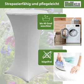 Baumarktplus 10x Stehtischhusse Stretch 70 cm weiß Tischdecke Husse Bistrotisch Partytisch