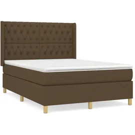 vidaXL Boxspringbett mit Matratze Dunkelbraun 140x200 cm Stoff