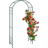 Relaxdays Rosenbogen, Metall, Torbogen Garten, HxBxT: 224 x 110 x 41 cm, Stabiler Rankbogen für Kletterpflanzen, grün