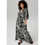 aniston plus Maxikleid, mit bezaubernden, großflächigen Blättern bedruckt, Gr. 50 - N-Gr, schwarz-weiß, , 24956814-50 N-Gr