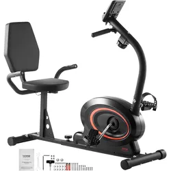 VEVOR Liegeergometer Sitz-Heimtrainer Liegefahrrad Magnetischer Widerstand LCD